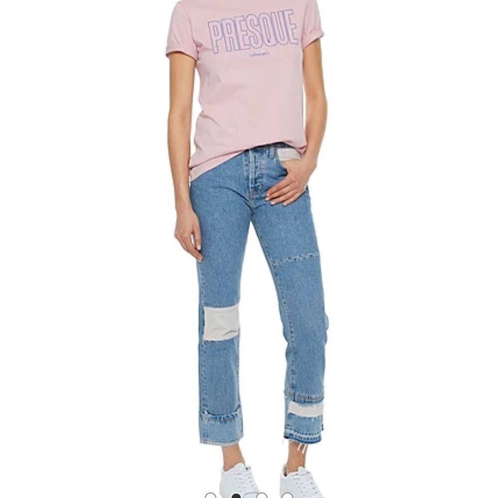 CURRENT/ELLIOTT Lola The DIY Original High Waist Straight Patches Jeans.Size 27